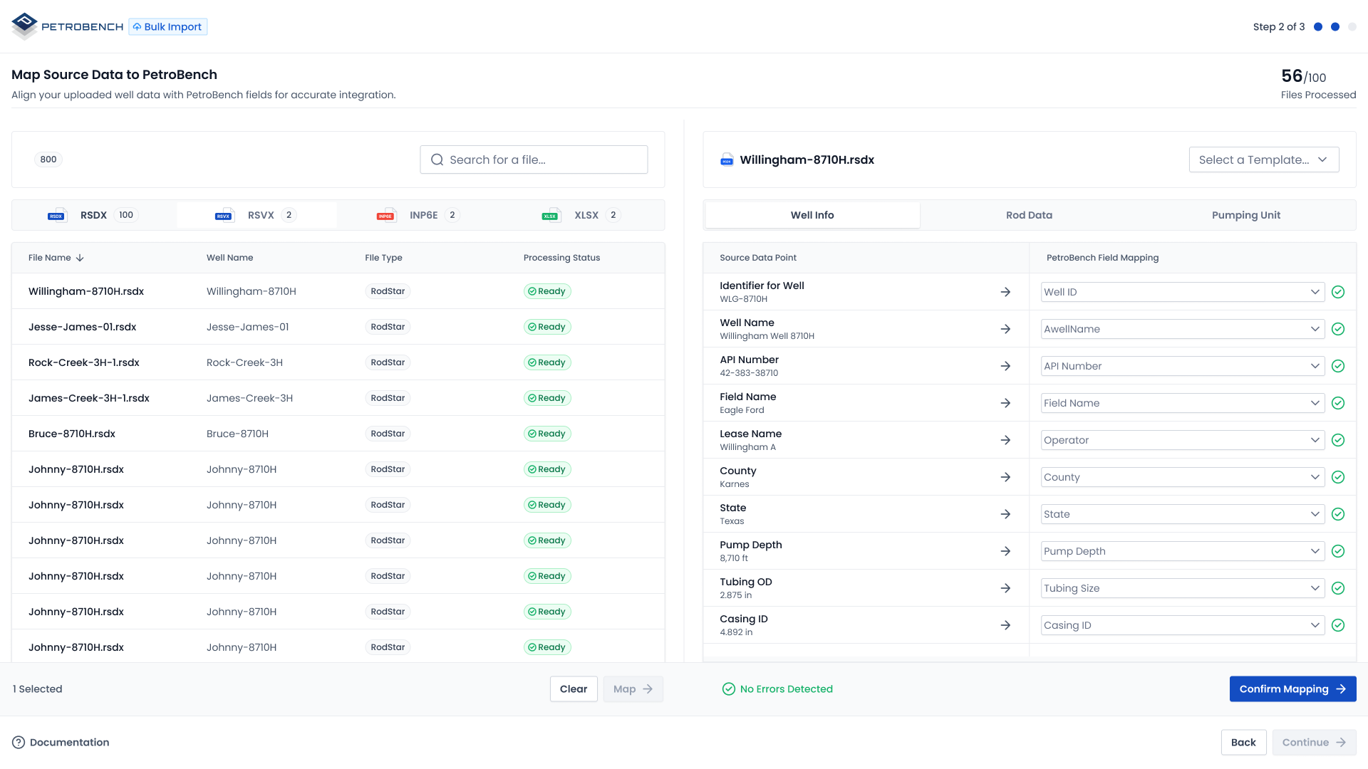 Data mapping during bulk import