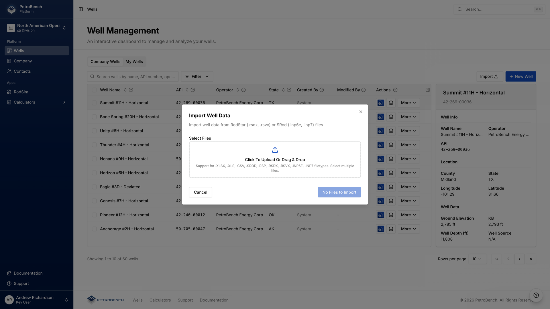 Screenshot: Legacy Data Import